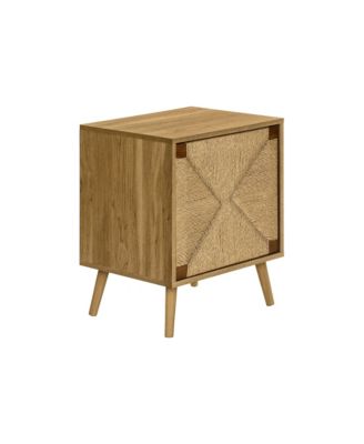 Accent Table, End, Storage, Small, Side, Living Room, Lamp, Light Walnut Laminate, Seagrass, Modern