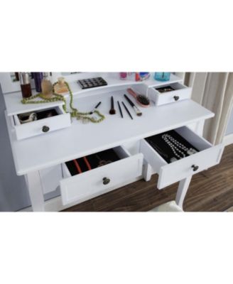 Streamdale Sanlo Wooden Vanity Make Up Table and Stool Set, White