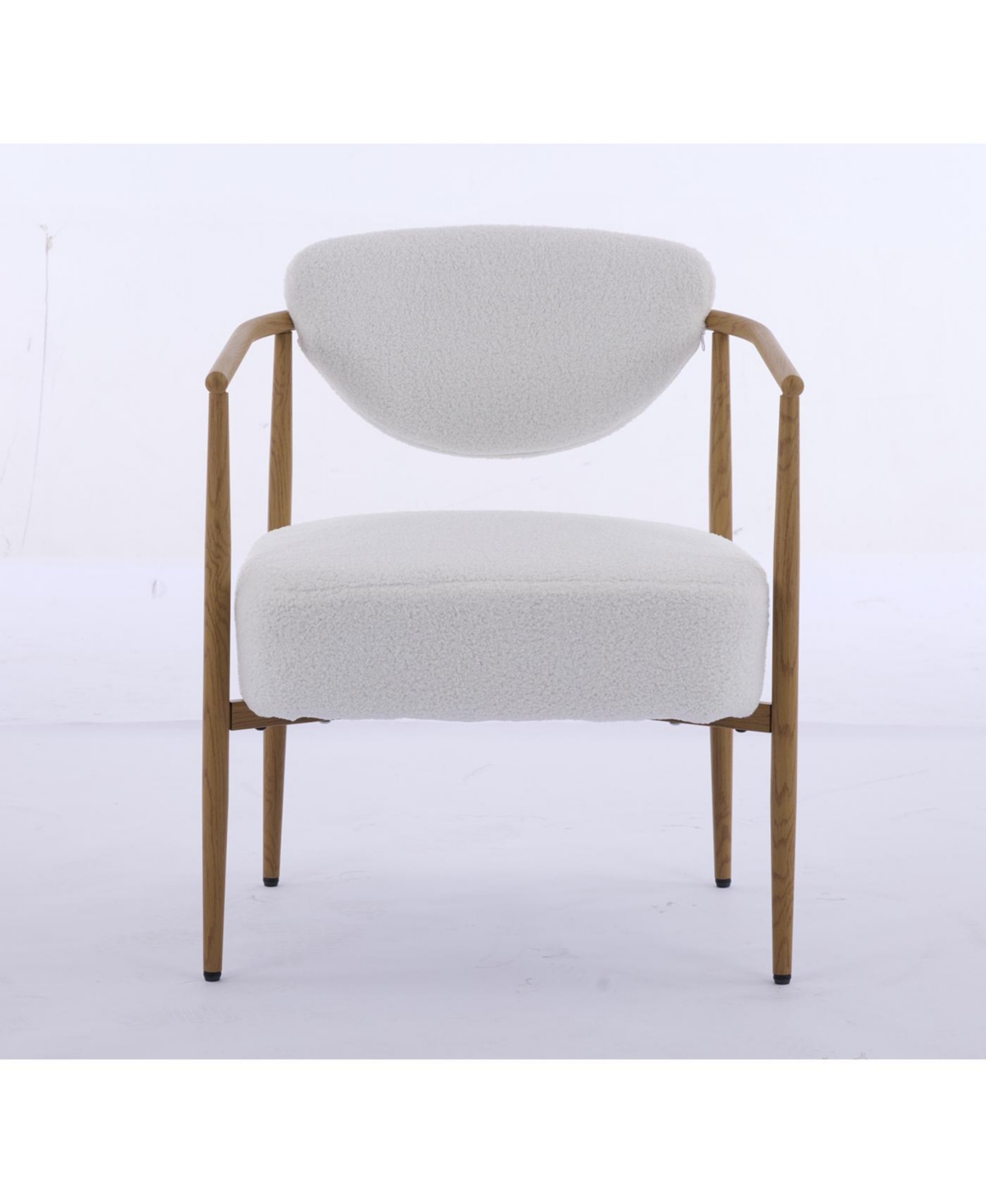 Streamdale Furniture White teddy velvet dining chair with metal frame and wood grain finish