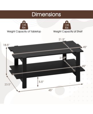 2-Tier Coffee Table Irregular Center Table with Open Storage Shelf Cocktail Table