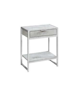 Accent Table, Side, End, Nightstand, Lamp, Storage Drawer, Living Room, Bedroom, Grey Laminate, Chrome Metal, Contemporary, Modern