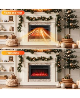 33" Electric Fireplace Insert 750W Recessed Fireplace Heater with Remote Control