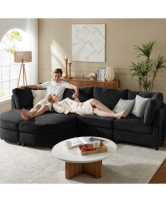 Dayman 6-Piece Modern Storage Convertible Sectional Sofa with End Table