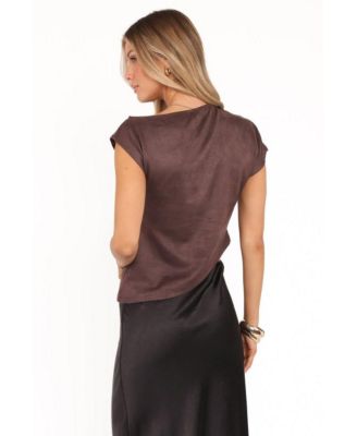 Women's Vaila Faux Suede Off Shoulder Top