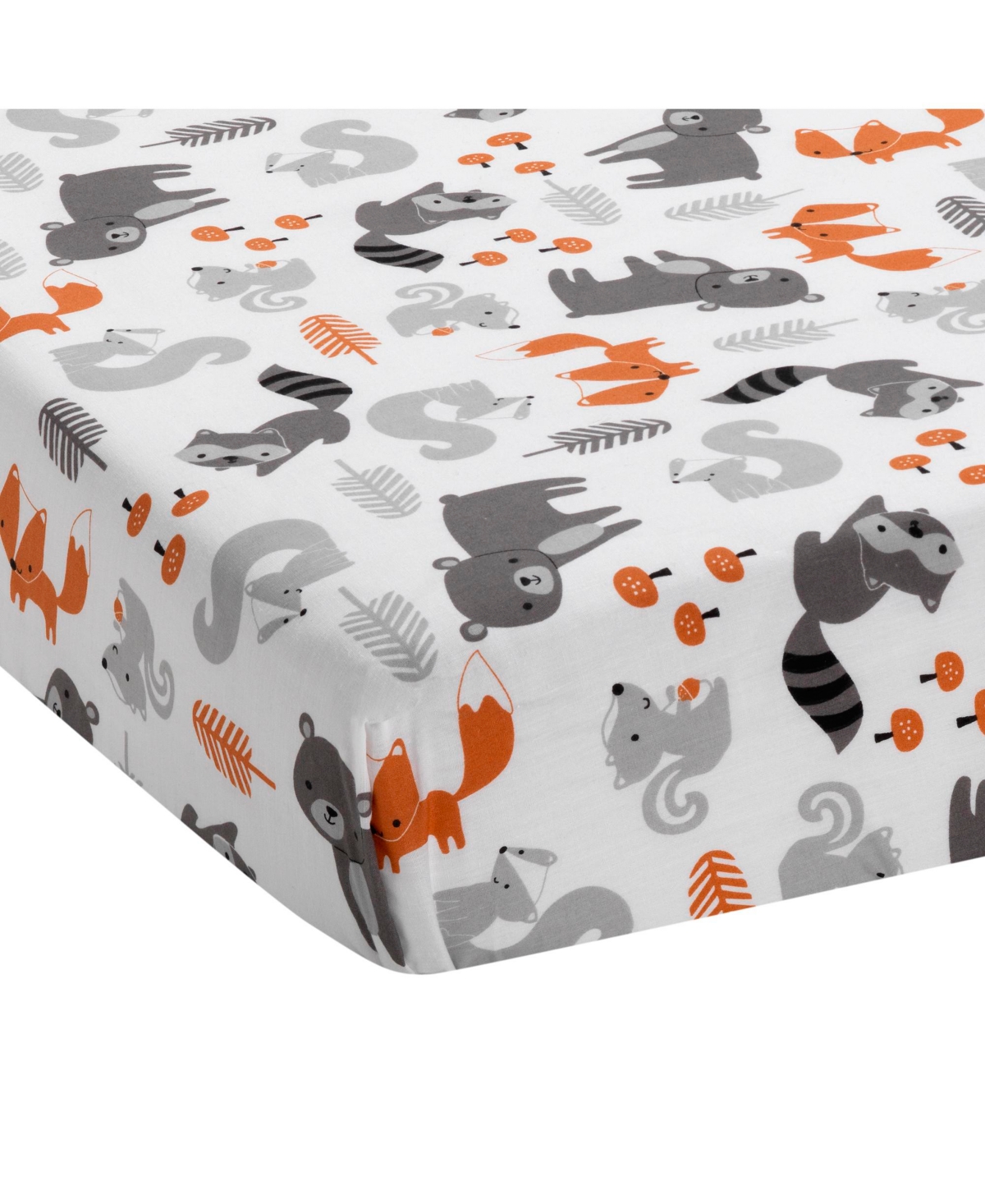 Bedtime Originals Acorn Gray/Beige/White/Orange Woodland Fox, Raccoon, Squirrel & Bear 3-Piece Baby Nursery Crib Bedding Set