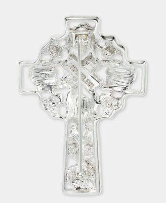 Crystal & Stone Floral Cross Pin