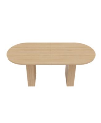 Oval Farmhouse Dining Table, 62.9 Inch, Natural Finish