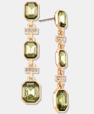 Pav&eacute; Bar & Emerald-Cut Stone Linear Drop Earrings