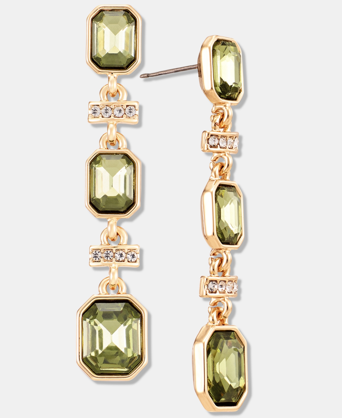 Anne Klein Pave Bar & Emerald-Cut Stone Linear Drop Earrings