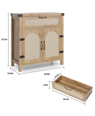 Rattan Sideboard Buffet Cabinets with Storage, Farmhouse Kitchen Accent Storage Cabinet with Drawer