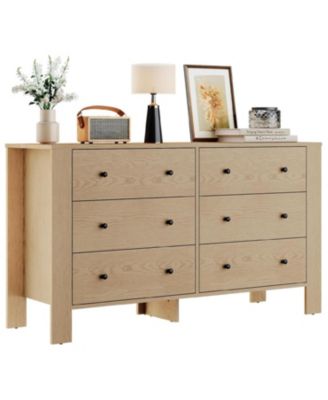 6 Drawer Dresser for Bedroom, Modern Wide Dresser Organizer with Storage Drawers