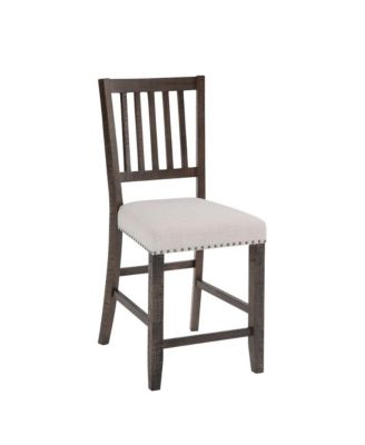 Willow Creek Distressed Slatback Upholstered Counter Stool (Set of 2