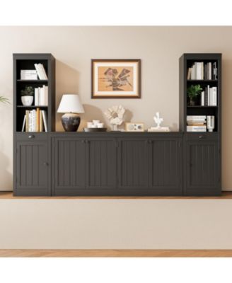 63" Sideboard Cabinet with 4 Doors, Modern Buffet Storage Cabinet for Dining Room, Living Room, Office
