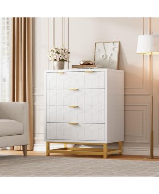 5 Drawer Dresser for Bedroom, Chest of Drawers with Metal Base, Modern Dresser Chest Cabinet Organizer