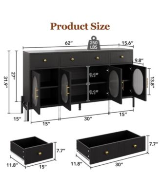 Buffet Cabinet with Storage,62'' Large Sideboard