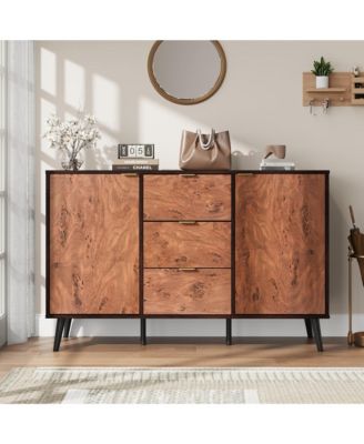 Buffet Cabinet with Drawers, 51.2'' Large Sideboard Buffet Credenza Storage Cabinet with Shelves and Doors