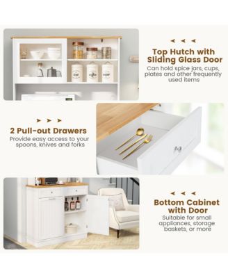 Double Tilt Out Trash Cabinet w/ Hutch Kitchen Pantry Storage Cabinet