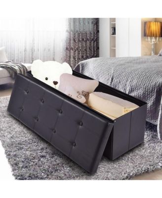 45''x15''x15'' Large Folding Storage Faux Leather Ottoman Pouffe Box Stool