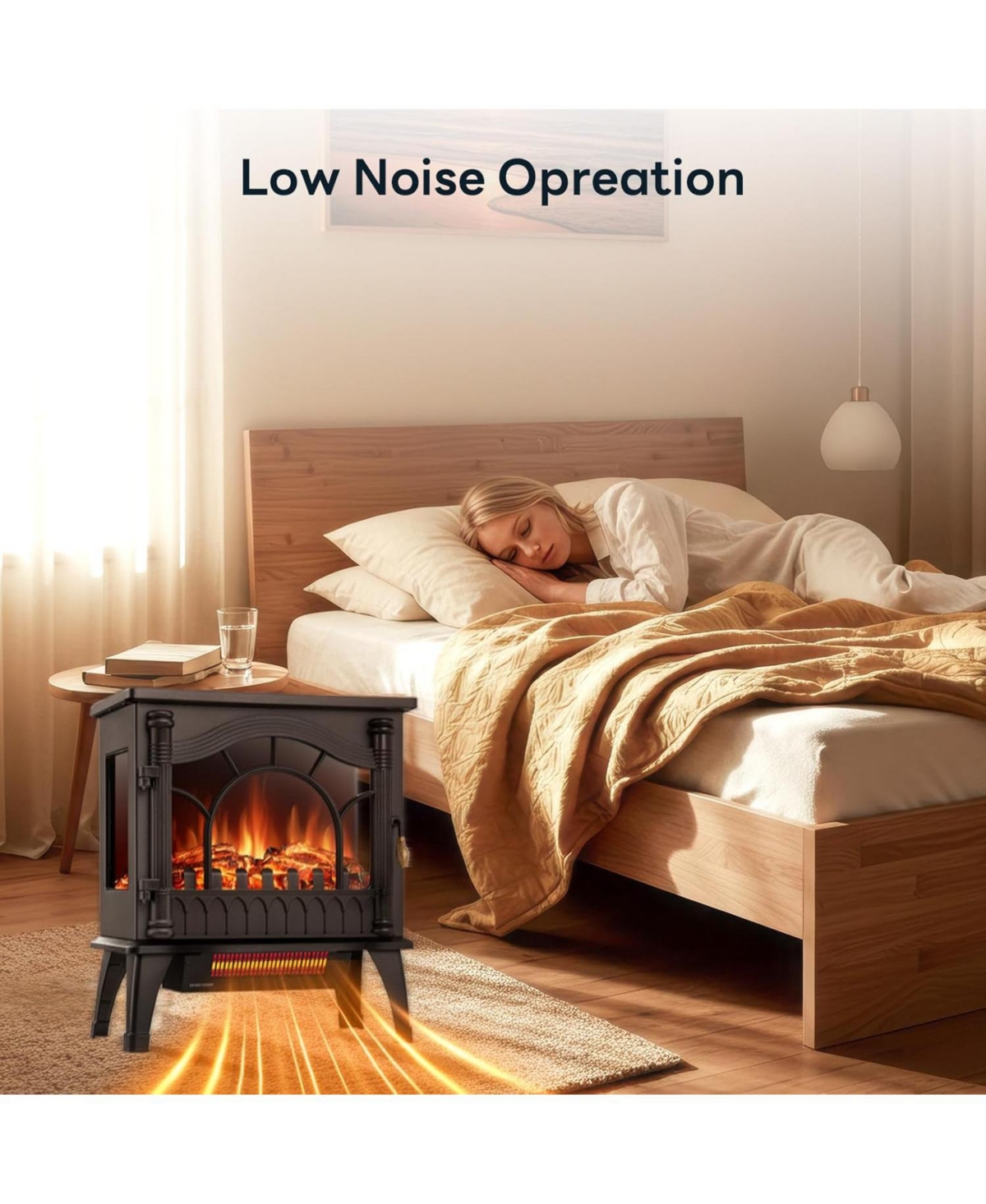 Cowsar Freestanding Electric Fireplace Stove with Realistic Flame, 5100 Btu Electric Fireplace Heater with Retro Design, 1000W/1500W