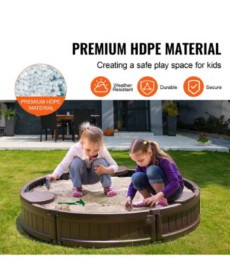 Kids Outdoor Sandbox with Seats and Cover for Backyard Play