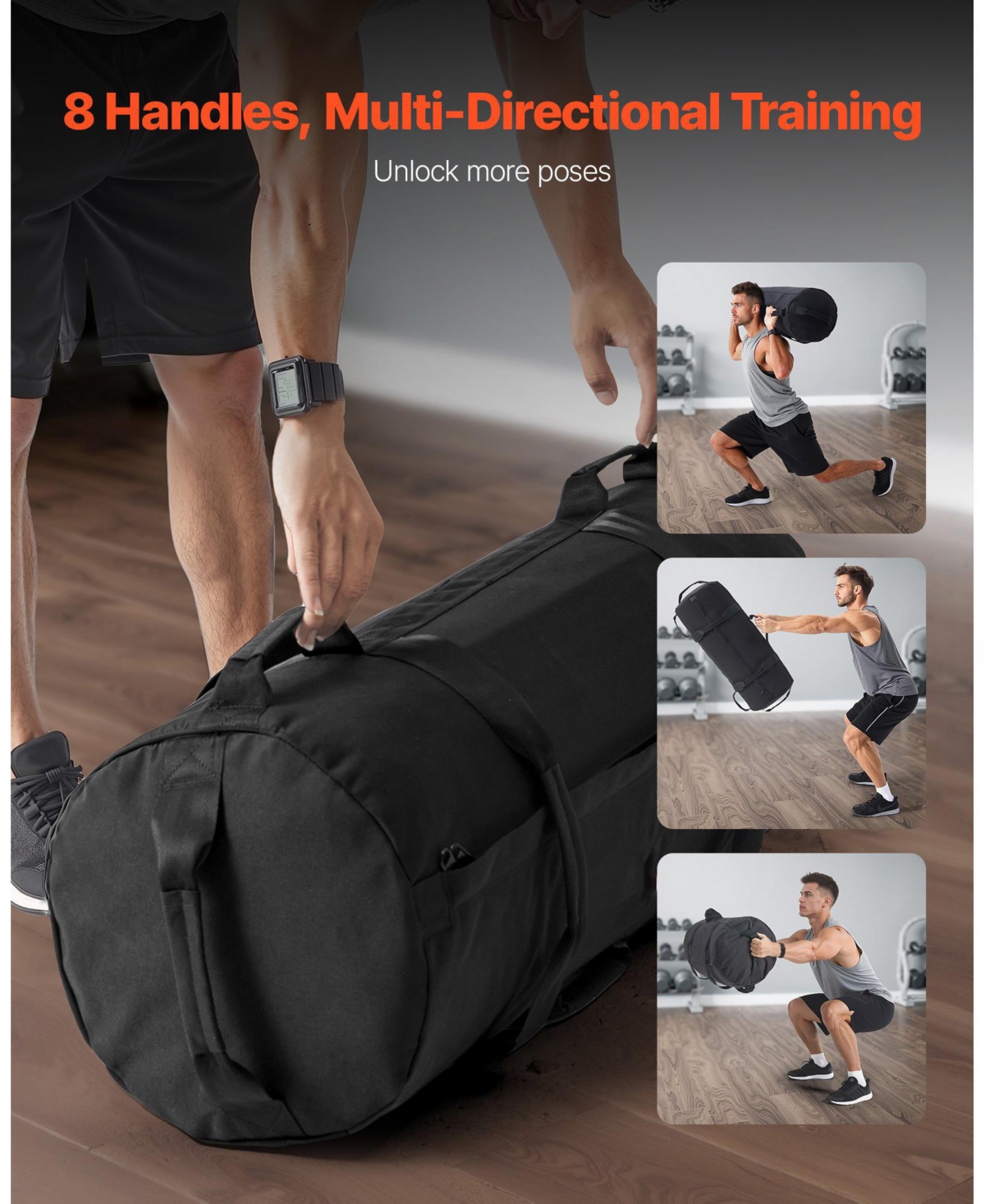 Sugfit Workout Sandbag Adjustable 50–125 Lb Power Bag for Strength Training (Unfilled)