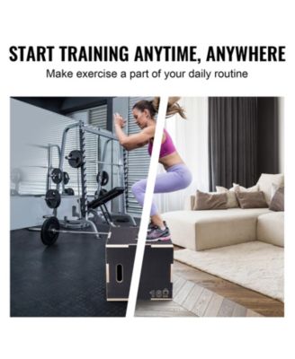 SUGFIT 3-in-1 Plyo Jump Box 20/18/16" Wooden Agility Training Box