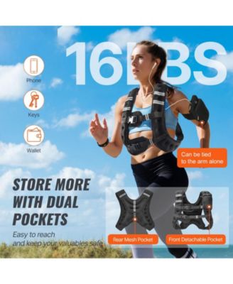 SUGFIT Weighted Vest 16 LB Adjustable Fitness Vest with Reflective Strips