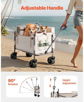 SUGFIT 2-in-1 Convertible Folding Wagon Bench with 550 lb Capacity & Adjustable Handle