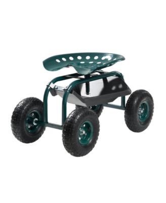 SUGFIT Rolling Garden Scooter with Swivel Seat & Multi-compartment Tool Storage