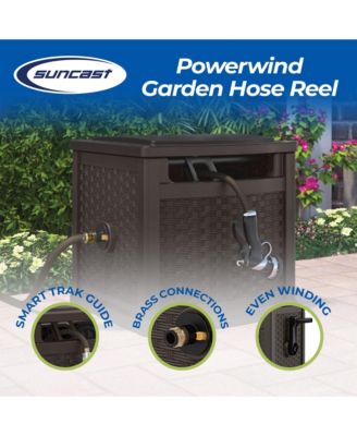 150 Foot Slide Trak Outdoor Garden Water Hose Hideaway for Patio, Java