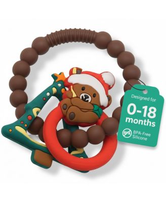 Silicone Christmas Teether Ring Toy for Baby, BPA Free Soothing Teething Relief Toy for Infant & Toddlers 0-18 Months
