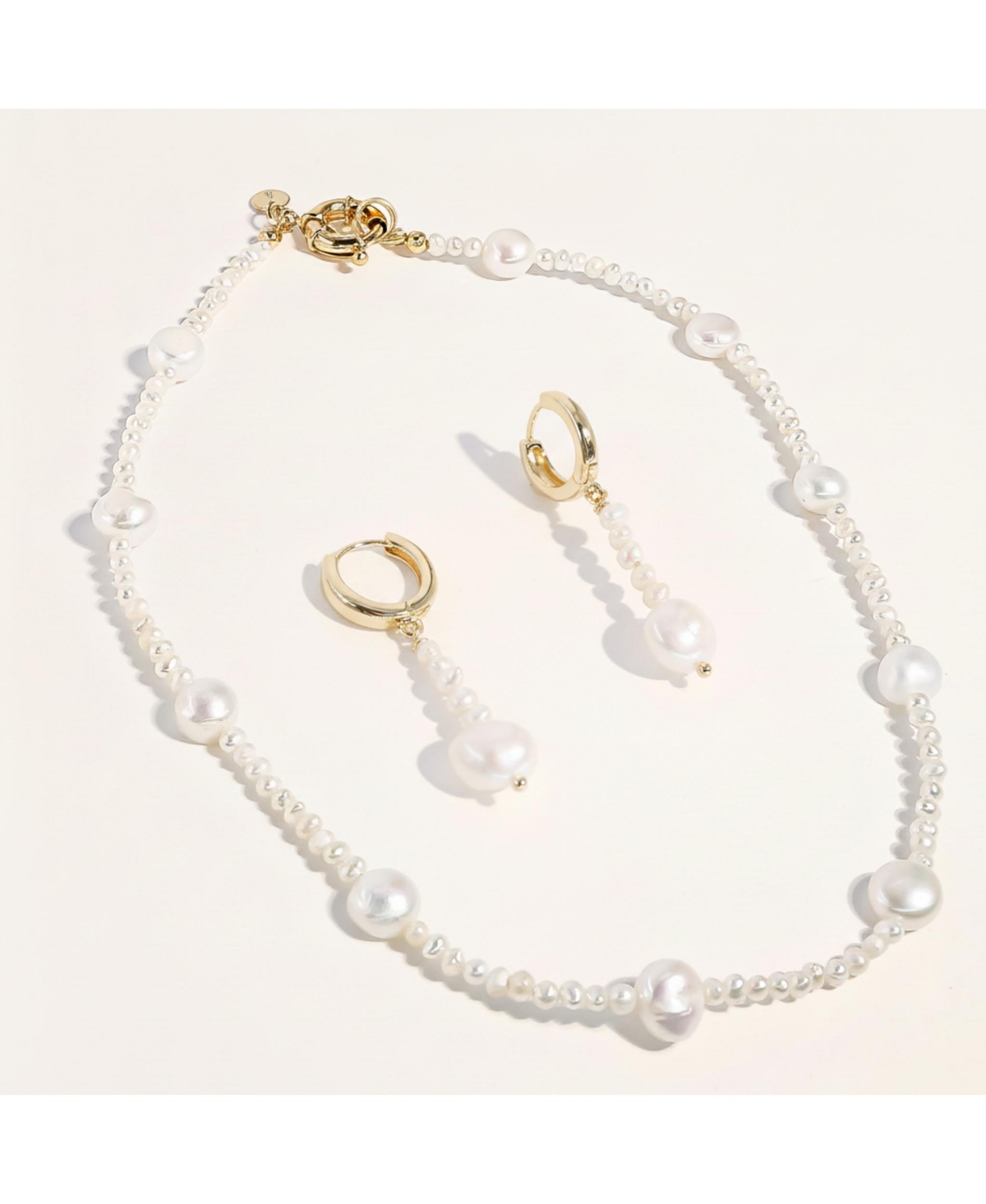 Joey Baby 2-Pc. Set Handcrafted Freshwater Pearl Necklace and Earrings Gift Set in Gold-Plated Finish