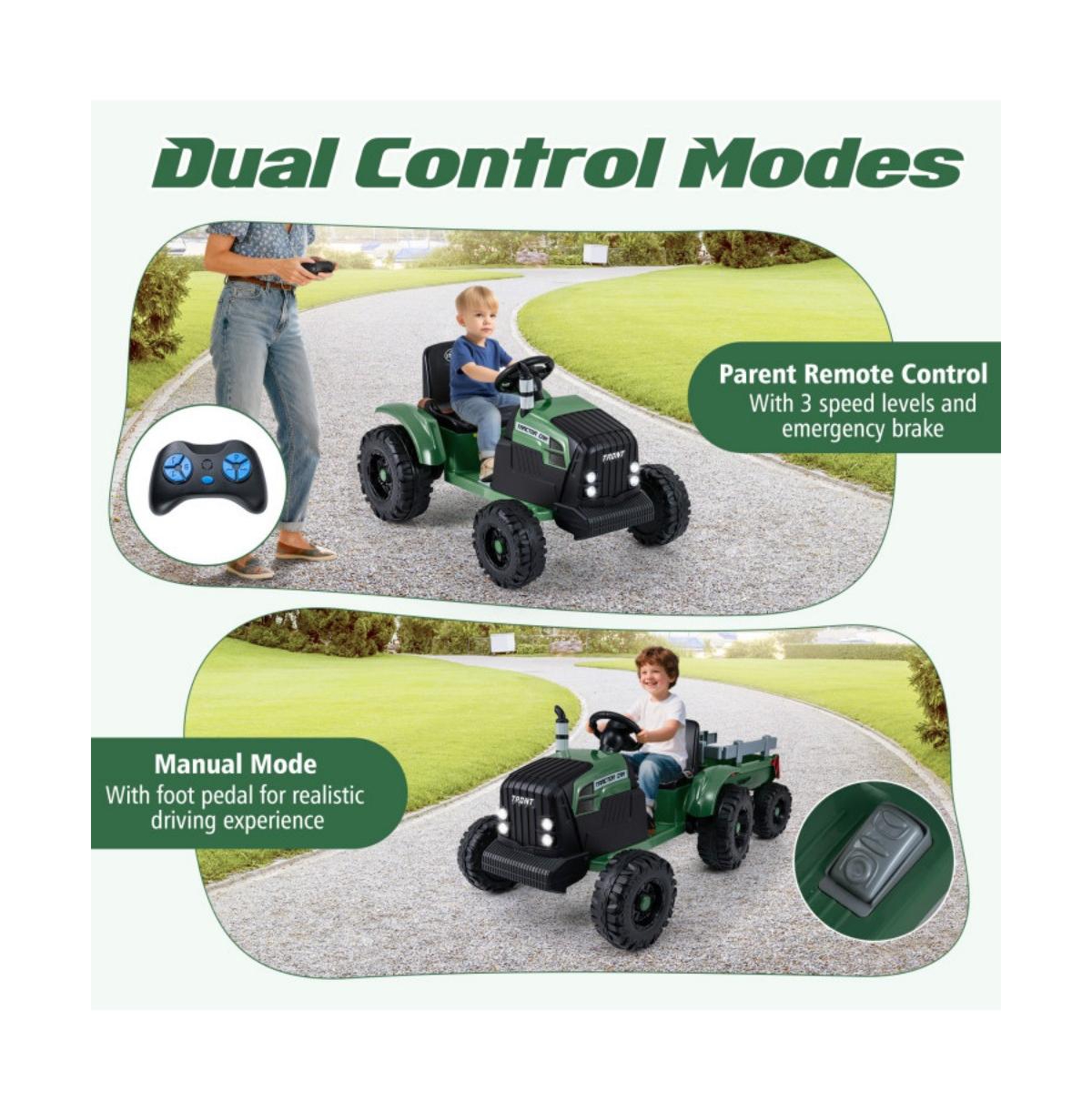 Hongge 24V Kids Ride On Tractor with Detachable Trailer