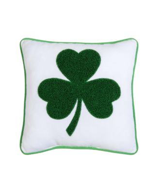 3 Leaf Clover St. Patrick's Hooked Throw Pillow, 10" x 10