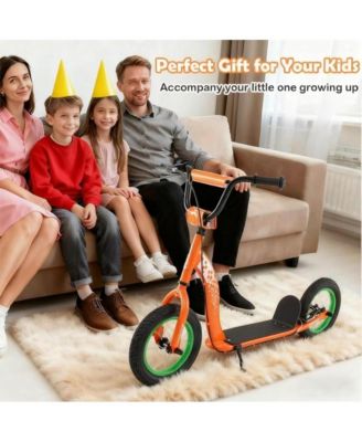 Youth Kick Scooter with Adjustable Height and Inflatable Wheels