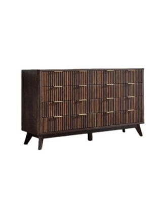 54" Fluted 8-Drawer Dresser, Modern Chest w/ Faux Marble Top, TV Stand & Wood Organizer