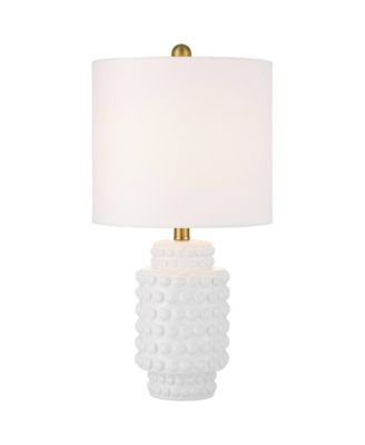 Hobnail 22 1/2" High Small Modern Accent 3-Way Table Lamps Set of 2 White Ceramic Living Room Bedroom Bedside Nightstand