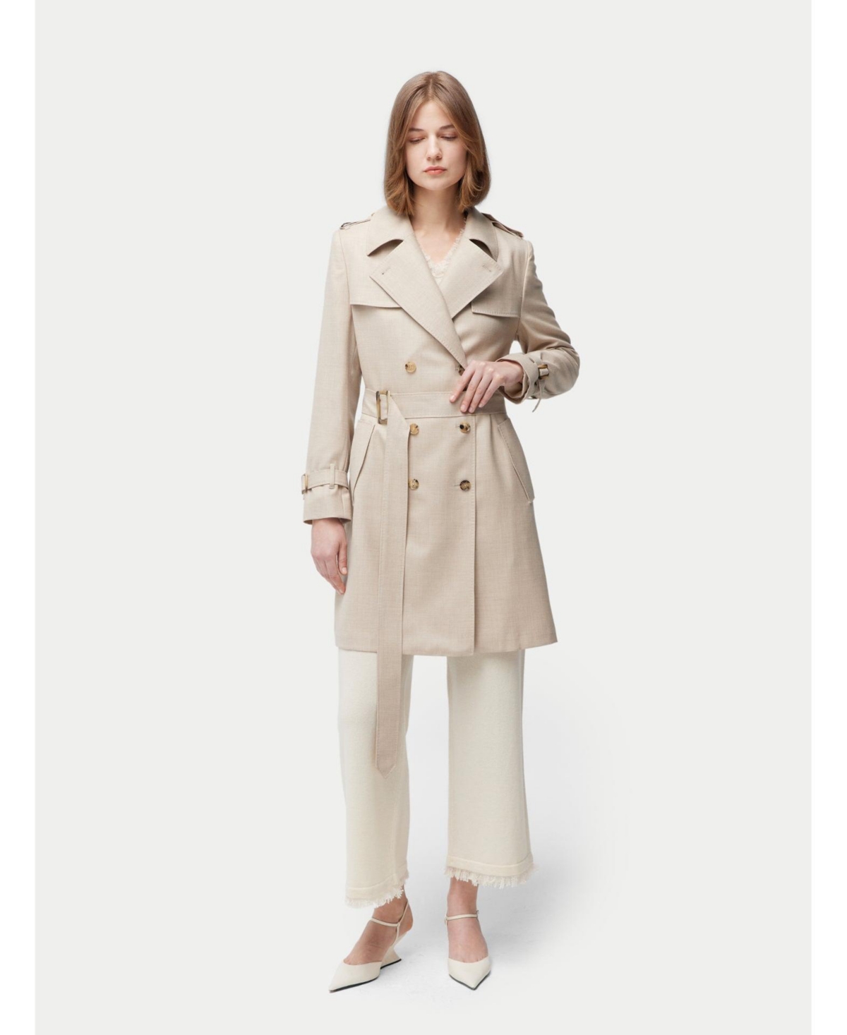Gobi Cashmere Women's Double Breasted Cashmere Trench Coat