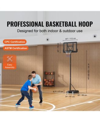 44-Inch Adjustable Basketball Hoop, 4–10 ft Portable Backboard System with Wheels and Fillable Base