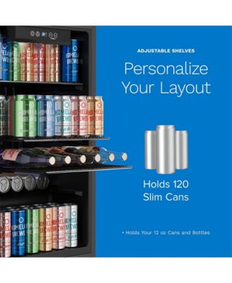 120 Can Beverage Refrigerator Cooler Glass Door Mini Fridge, 3.2 Cu Ft