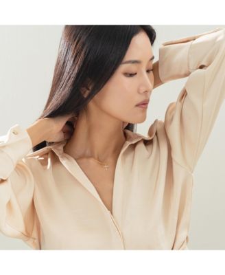 14k Gold Plated Lisette Crystal Cross Necklace Holiday Gift Guide