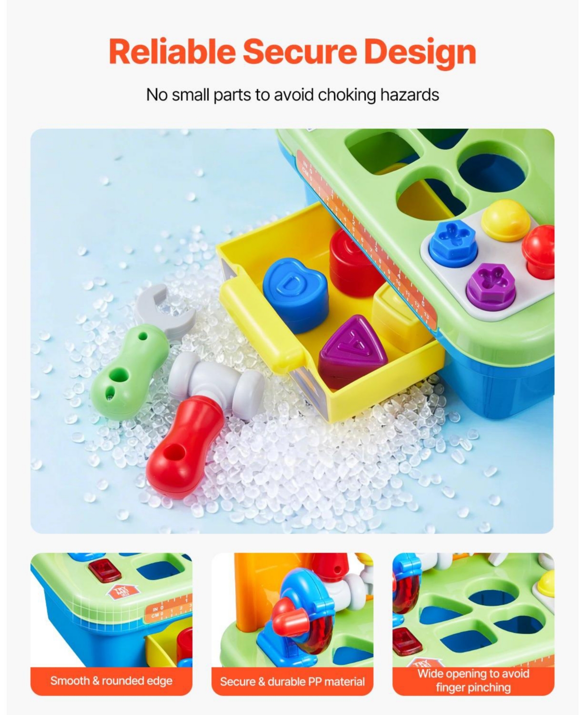 Musical Workbench Toy, Lights & Sounds Learning Tool Set, Shape Sorter, Pounding Game, Pretend Play Bench for Toddlers Age 2+