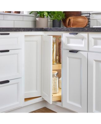 28" Lazy Susan Pie-Cut Banded Wood, 2-Shelf