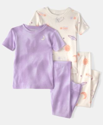 Girls' Toddler 2T-5T Space Constellation Tie-Dye Top and Pajama Pants, 4-Piece Set