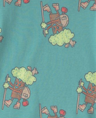 Boys' Toddler 2T-5T Tree and Squirrel Print Top and Pajama Pants, 4-Piece Set