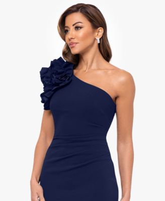 Petite One-Shoulder Long Sheath Gown