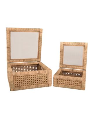 Set of 2 Sizes Modern Decorative Rectangle Display Boxes with Glass Top