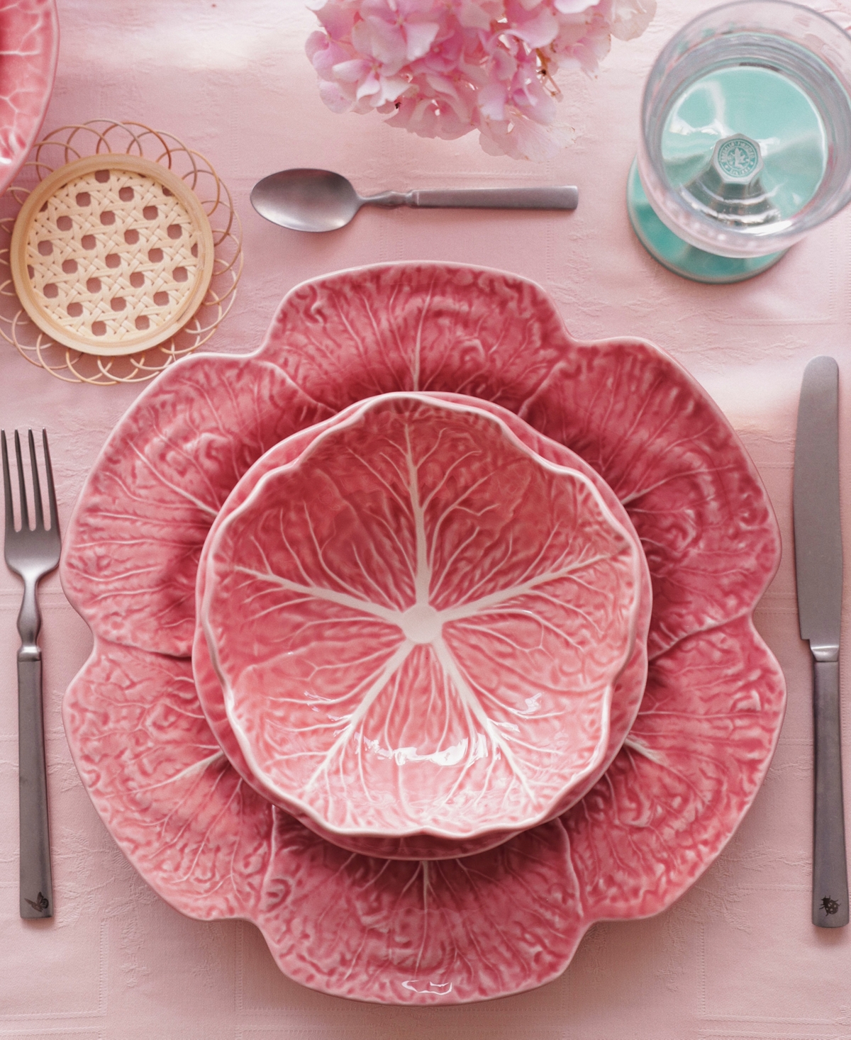 Bordallo Pinheiro Cabbage Dinner Plates, Set of 4