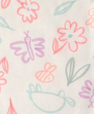 Baby Girls' Butterfly Print Bodysuits and Pants, 3-Piece Set