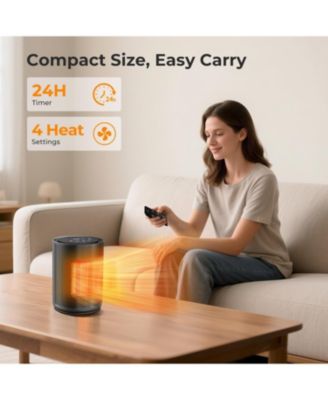 Small Space Heaters for Indoor Use, Mini Portable Electric Heaters with Thermostat & Remote, Safe and Quiet Ceramic Heater,Timer,Desk Heater